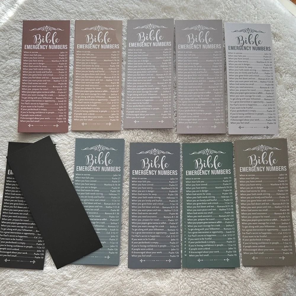 Bible Emergency Numbers Bookmarks Set of 20 6” x 2.5” Invitation to Christ NWT